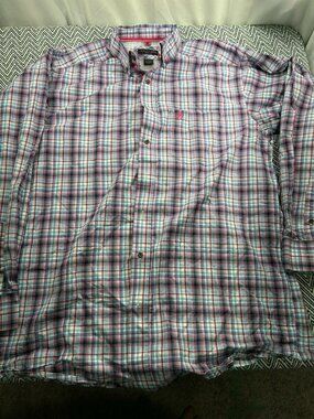 Ariat Pro Mens Plaid Button-Down Red/Blue L Tall Cotton-Blend Western